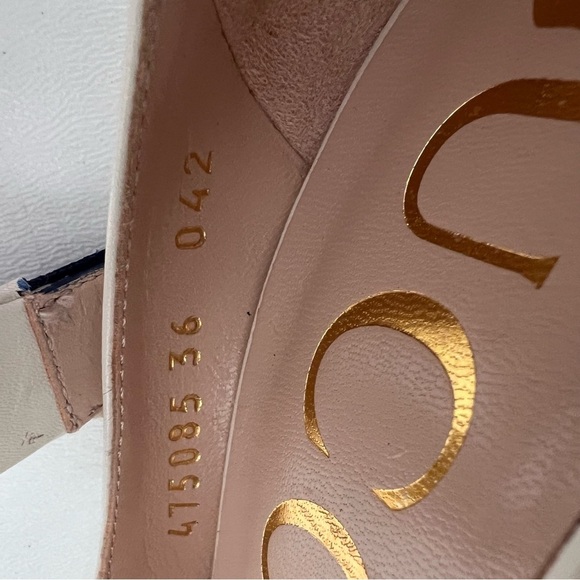 GUCCI | Sylvie Web Stripe Buckle White Leather Pumps EU 36 - Picture 13 of 16